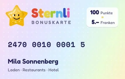 Sternli-Bonuskarte, Vorderseite