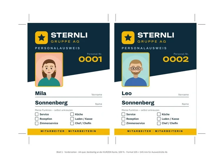 Personalausweise der Sternli Gruppe AG