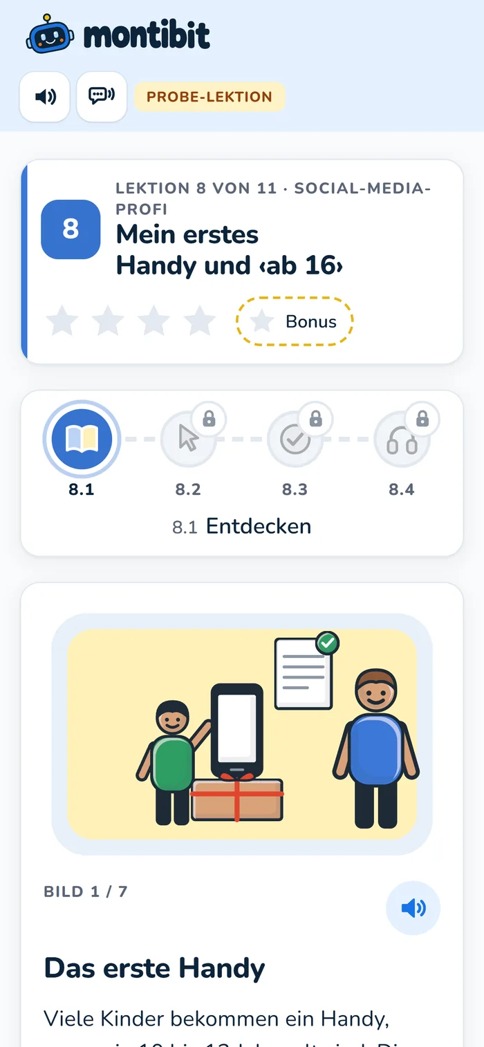 Lektion Mein erstes Handy auf dem Smartphone