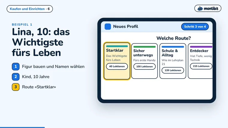 Profil anlegen: Route wählen